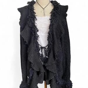 Black ruffled cardigan best for